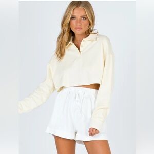 Zara Cream Button Down Crop Top